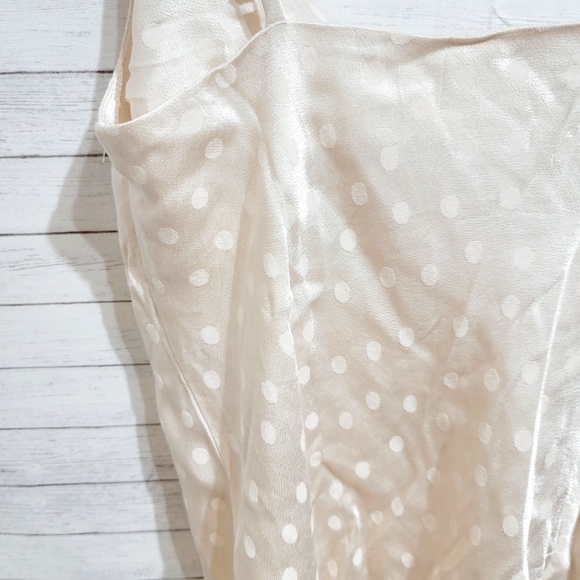 LOVE STITCH BEIGE SATIN CAMISOLE TOP IVORY POLKA DOTS, SZ SMALL - Picture 8 of 8